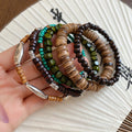 Vintage Ethnic Irregular Geometric Wood And Coconut Shell Beaded Bracelet view 2