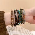 Vintage Ethnic Irregular Geometric Wood And Coconut Shell Beaded Bracelet view 3