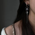 Metal C Shape Zircon Round Long Tassel Drop Earrings Retro Minimalist Light Luxury Jewelry view 4