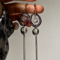 Metal C Shape Zircon Round Long Tassel Drop Earrings Retro Minimalist Light Luxury Jewelry view 1