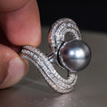 Futuristic Design Ring For Women With Imitation Pearl, Niche Fashion Jewelry view 3