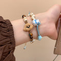Cute Ceramic Beaded Wax Cord Cat And Dog Charm Bangle For Women view 2