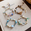 Cute Ceramic Beaded Wax Cord Cat And Dog Charm Bangle For Women view 3