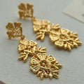 Vintage Hollow Flower Tassel Metal Drop Earrings, Light Luxury European Court Style view 1
