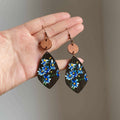 Vintage Ethnic Wood Teardrop Floral Print Pendant Drop Earrings With Ear Hook Design view 3