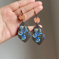 Vintage Ethnic Wood Teardrop Floral Print Pendant Drop Earrings With Ear Hook Design view 4