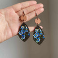 Vintage Ethnic Wood Teardrop Floral Print Pendant Drop Earrings With Ear Hook Design view 2