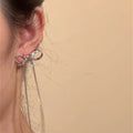 Light Luxury Copper Bow Chain Tassel Drop Earrings Minimalist Versatile Stud Style Jewelry view 4