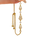 18K Gold Plated Zircon Faux Pearl Gourd Bangle, Elegant New Chinese Light Luxury Jewelry view 5