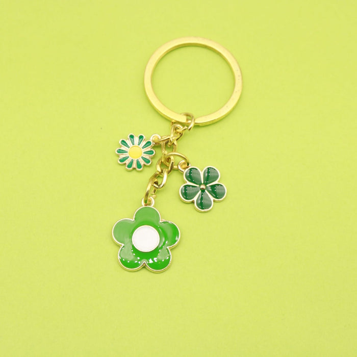 Metal Enamel Flower Set Keychain Backpack Bag Charm Gift
