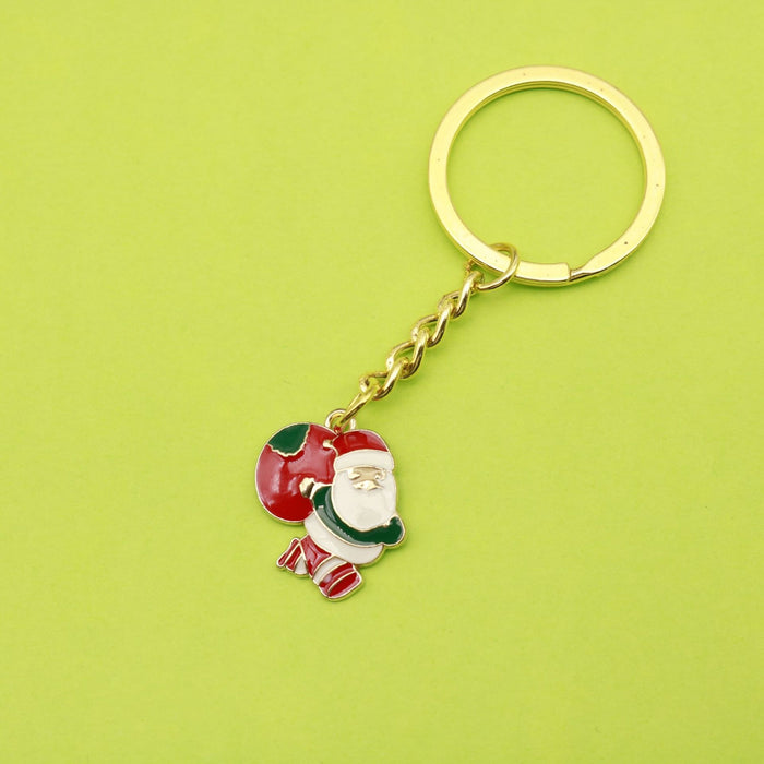 Metal Cartoon Christmas Santa Keychain Bag Charm Gift