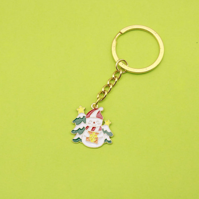 Metal Christmas Santa Tree Keychain Set Holiday Gift