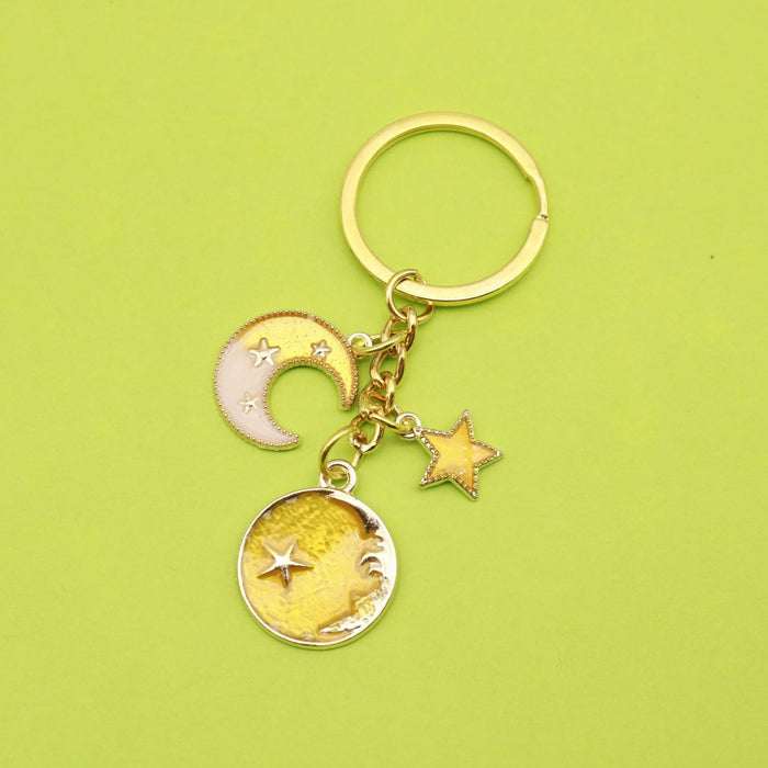 Metal Cartoon Zodiac Planet Globe Keychain Backpack Charm