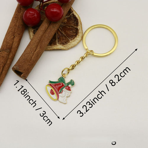 Metal Christmas Bell Santa Tree Keychain Gift