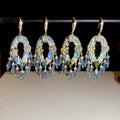 Court Style Zircon Crystal Oval Teardrop Tassel Hook Earrings For Women view 1