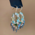 Court Style Zircon Crystal Oval Teardrop Tassel Hook Earrings For Women view 3