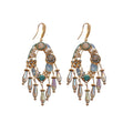 Court Style Zircon Crystal Oval Teardrop Tassel Hook Earrings For Women view 5