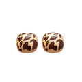 Copper Geometric Round Enamel Stud Earrings, European American Minimalist Textured Jewelry view 5