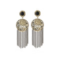 Vintage Bohemian Alloy Rhinestone Portrait Coin Tassel Drop Earrings For Women Luxury Ethnic Chain Earrings view 5