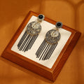 Vintage Bohemian Alloy Rhinestone Portrait Coin Tassel Drop Earrings For Women Luxury Ethnic Chain Earrings view 4