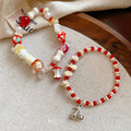 Fresh Sweet Glass Crystal Beaded Bracelet With Apple Cherry Fruit Charms view 4