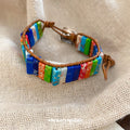 New Chinese Style Alloy Square Leather Braided Rope Geometric Dopamine Fashion Bangle view 3