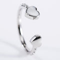 Silver Tone Open Heart Opal Look Ring Costume Jewelry view 2