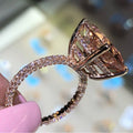 Rose Gold Tone Large Square Center Stone Pavé Ring view 1