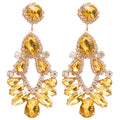 Light Luxury Copper Teardrop Drop Earrings With Silver Posts And Rhinestone Hollow Tassel Design view 5