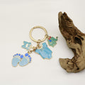 Metal Baby Elephant Footprint Clothes Keychain Shower Party Gift view 4