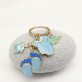 Metal Baby Elephant Footprint Clothes Keychain Shower Party Gift view 3
