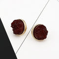 Gold Tone Round Crystal Cluster Stud Earrings in Four Deep Color Options view 8