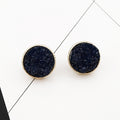 Gold Tone Round Crystal Cluster Stud Earrings in Four Deep Color Options view 5