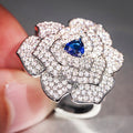 Light Luxury Floral Ring For Women, Sparkling Rose Camellia Flower Fashion Jewelry view 2