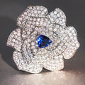 Light Luxury Floral Ring For Women, Sparkling Rose Camellia Flower Fashion Jewelry view 1
