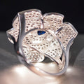 Light Luxury Floral Ring For Women, Sparkling Rose Camellia Flower Fashion Jewelry view 3