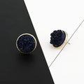 Gold Tone Round Crystal Cluster Stud Earrings in Four Deep Color Options view 4