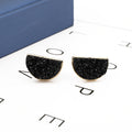 Gold Tone Semicircle Crystal Cluster Stud Earrings in Four Color Options view 5