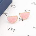Gold Tone Semicircle Crystal Cluster Stud Earrings in Four Color Options view 9