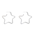Silver Hollow Five Point Star Alloy Hoop Earrings For Women Unique Light Luxury Face Slimming Earrings view 5