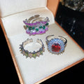 Sparkling Zircon Crumpled Oval Open Copper Ring For Women Light Luxury Geometric Jewelry view 2