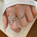 Light Luxury Resin Open Ring With Round Texture Bow Flower Geometric Design For Women view 2
