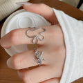 Light Luxury Resin Open Ring With Round Texture Bow Flower Geometric Design For Women view 4