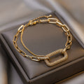 Light Luxury Zircon Geometric Square Chain Bangle For Women French Elegant Jewelry view 1