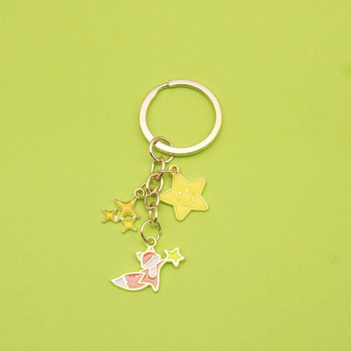Metal Cartoon Fox Star Keychain School Bag Charm Gift