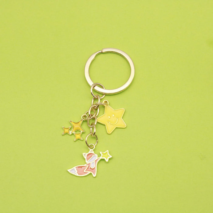 Metal Cartoon Fox Star Keychain School Bag Charm Gift