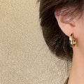 Korean Style Alloy Metallic Minimalist Geometric Quadrilateral Ear Cuff Earrings view 3