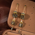 Vintage Ethnic Bell Tassel Drop Earrings With Alloy Rhinestone Crystal Pearl Dangle Luxury Women's Earrings view 3