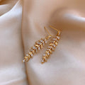 Light Luxury Alloy Wheat Leaf Zircon Stud Earrings Vintage Geometric Leaf Earrings For Women view 4