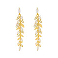 Light Luxury Alloy Wheat Leaf Zircon Stud Earrings Vintage Geometric Leaf Earrings For Women view 5